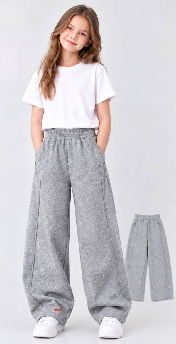 Jogging broek met bling grijs