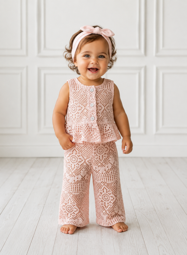 Lace setje roze baby