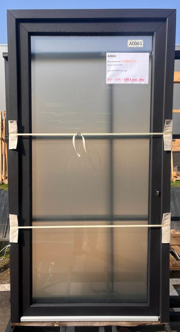 Deur zwart, 1160x2215mm, Matt glas, RECHTS - A0061