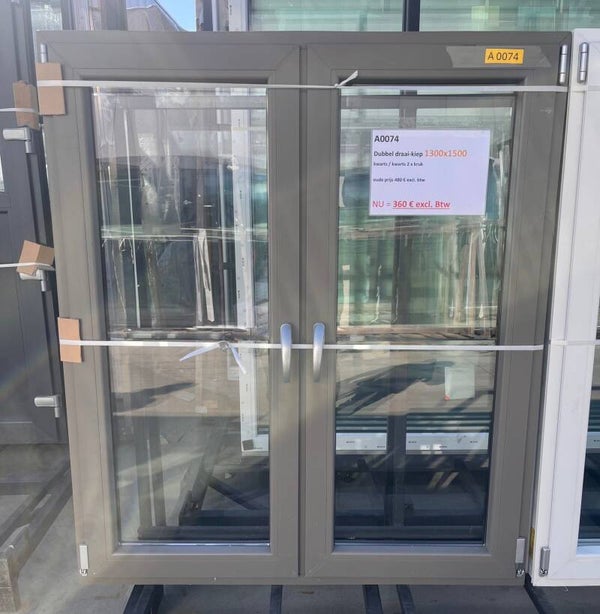 Raam kwartsgrijs, 1300x1500mm, Dodk, LINKS & RECHTS - A0074