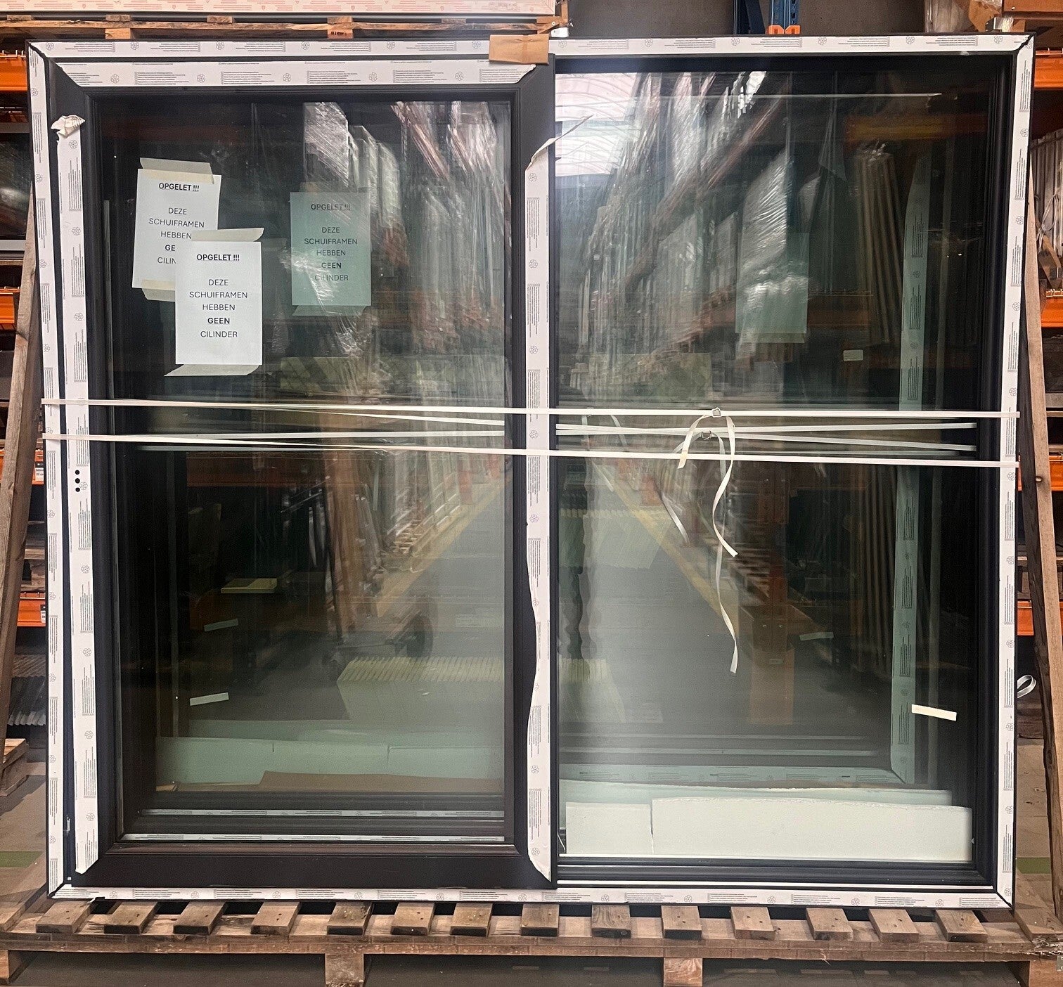 Schuifraam zwart, 2380x2100, LINKS - A0082 (meerdere stuks voorradig!)