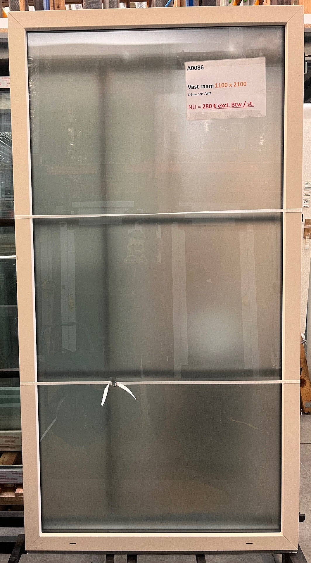 Raam crème, 1100x2100 mm, Vast, matt glas - A0086