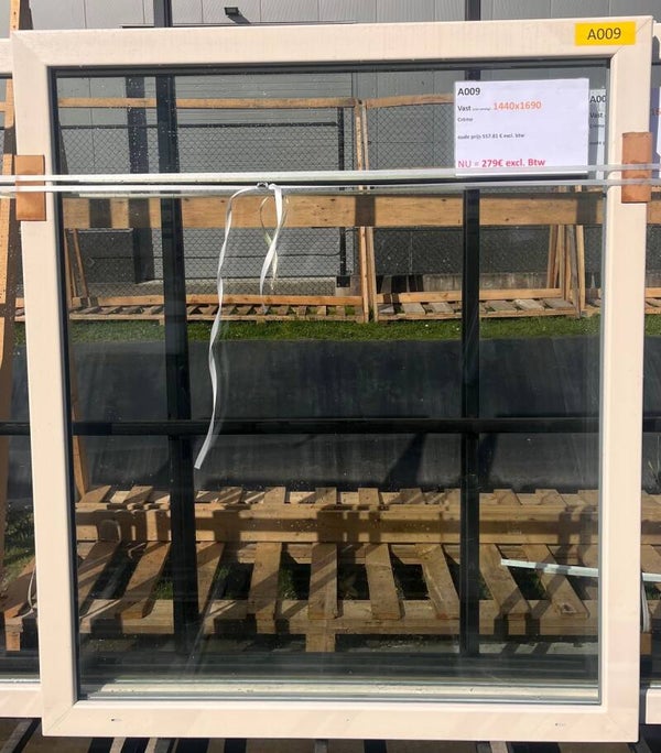 Raam crème, 1440x1690 mm, Vast, MET AANSLAG - A009