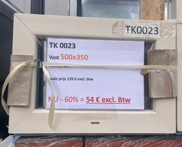 Raam, vast, crème, 500x350 (TK0023) - 2de keus = Visuele gebreken aanwezig