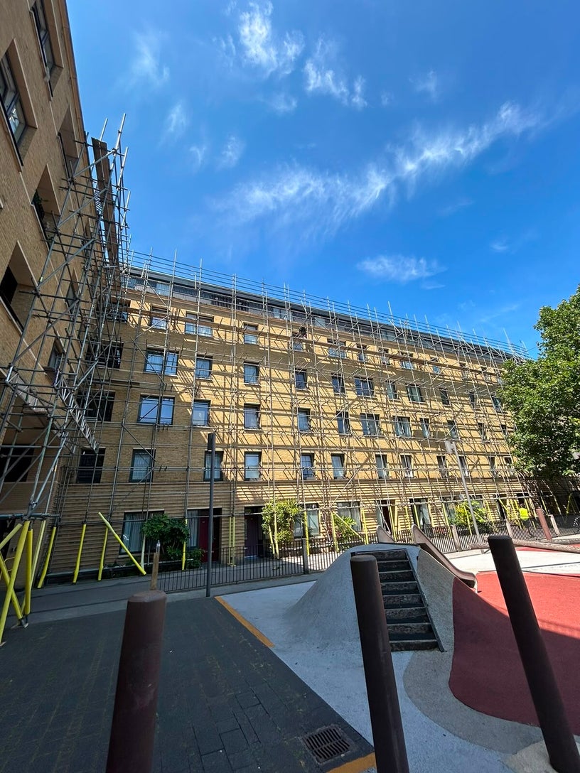 Commercial scaffolding structure by A.M.H. Scaffolding Services Ltd