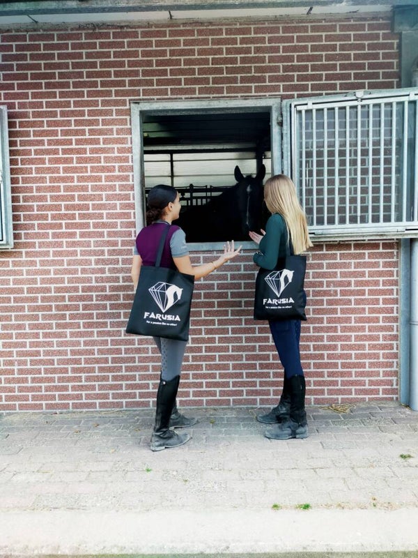 Farusia Quote shoulder shopper - black