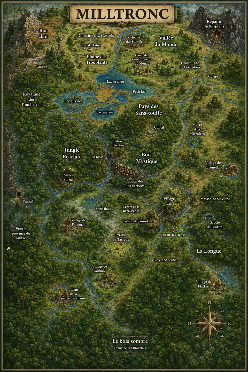 Carte de Milltronc couleur grand format