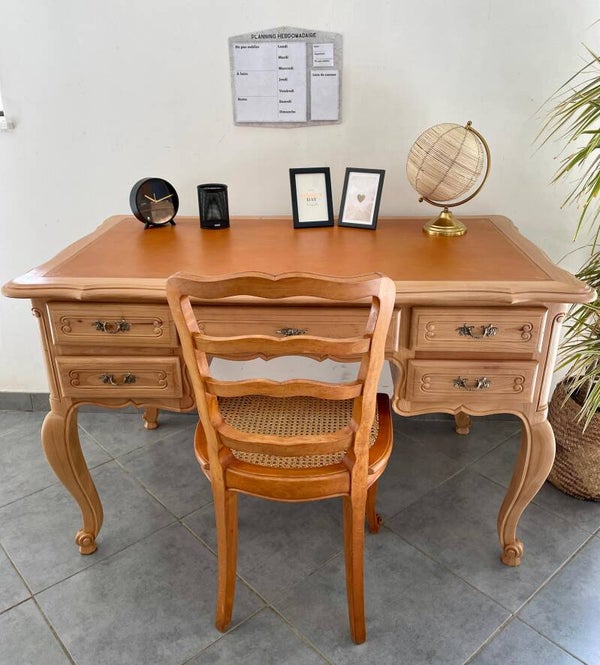 Anatole : Double bureau en merisier rénové