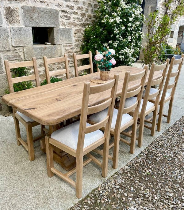 Table monastère en chêne très ancienne rénovée et ses 8 chaises