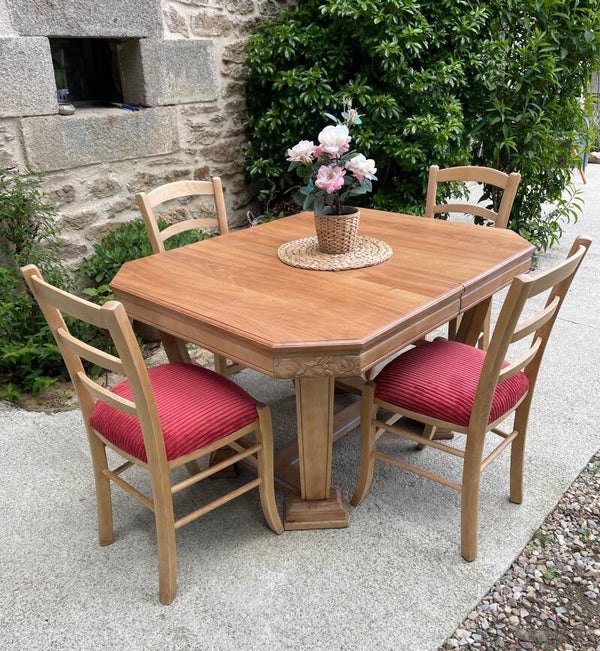 Table à manger Art déco rénovée et ses 4 chaises
