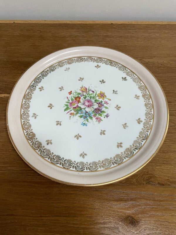 Plat à tarte ou à gâteaux en porcelaine de Limoges