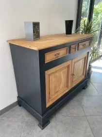 buffet bas relooké anthracite et bois