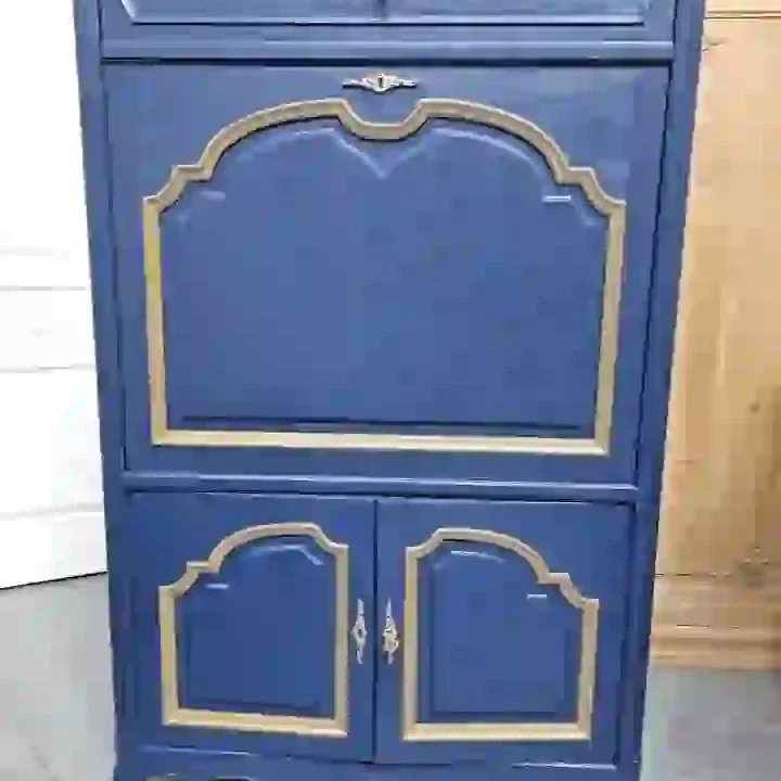 Meuble télé bleu et or
