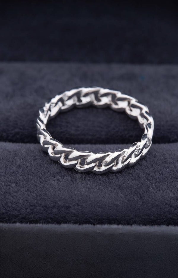 Anillo eslabon cubano fijo en plata 925