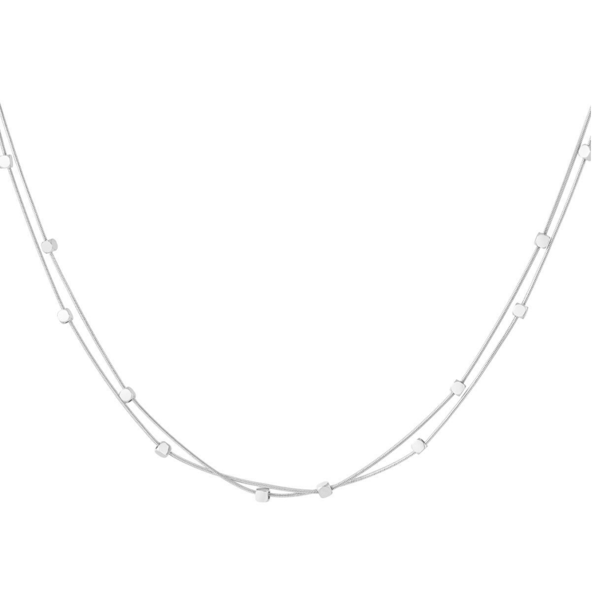 Dubbele ketting met muntjes - Zilver