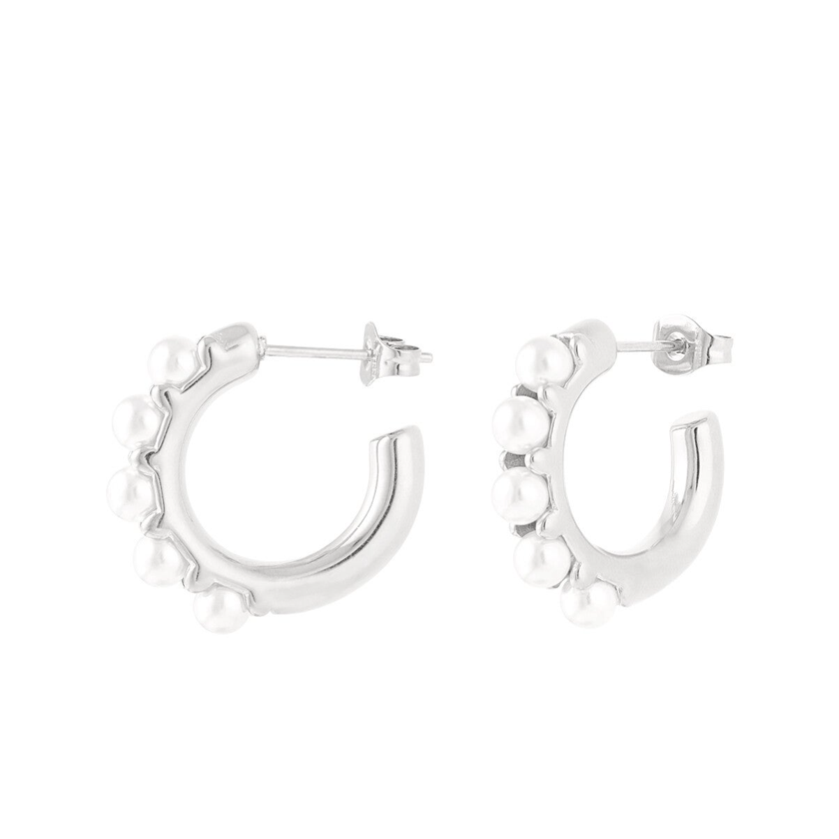 Minimalistische oorbellen parels zilver