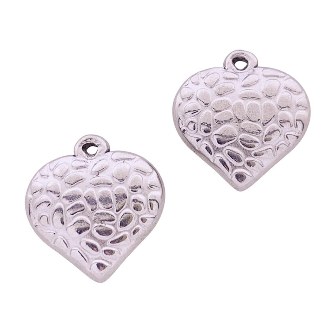 Hart bedel met print zilver (per stuk)