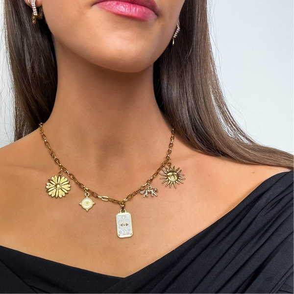 Bedelketting wit en goud bloom