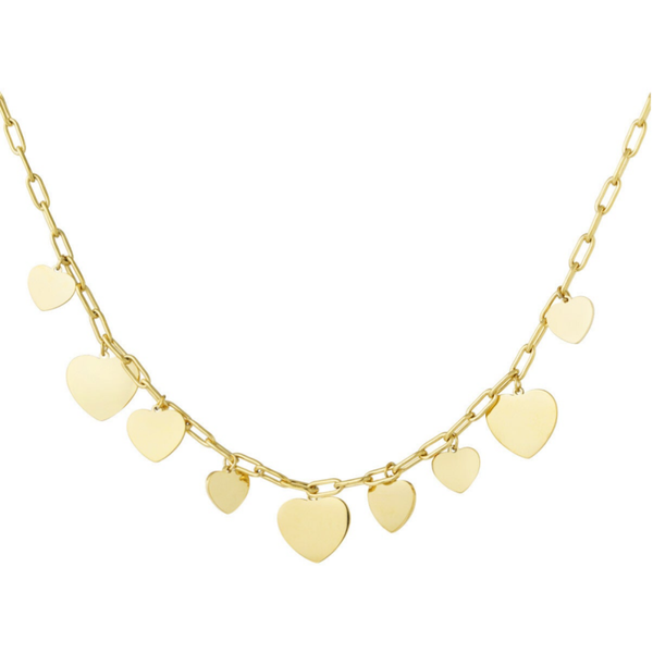 Chuncky hartjes party ketting - goud