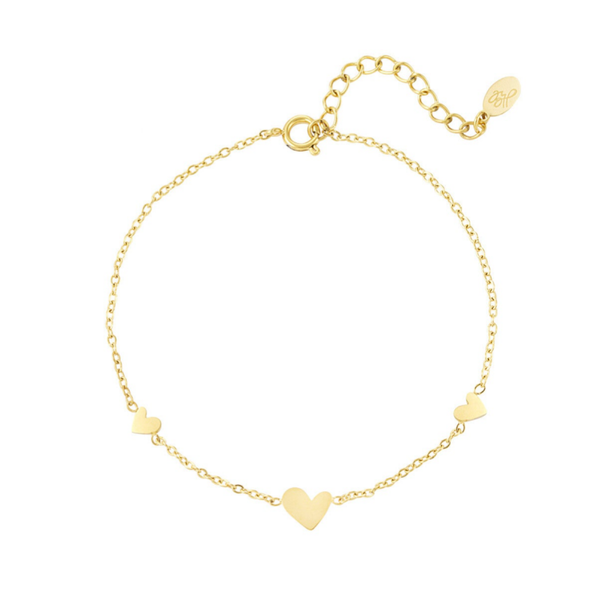 Klassieke armband met hartjes - goud