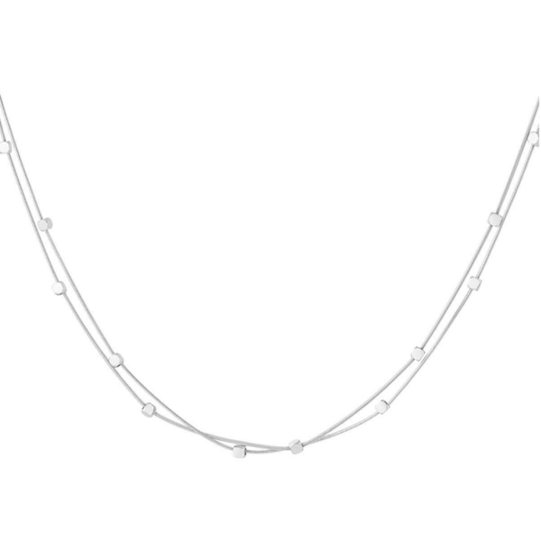 Dubbele ketting met muntjes - Zilver