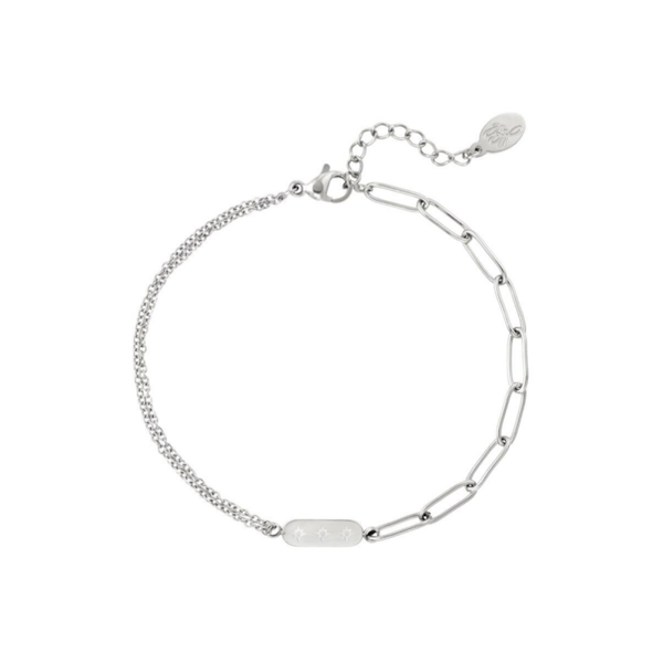 Armband dubbele ketting en bedel zilver