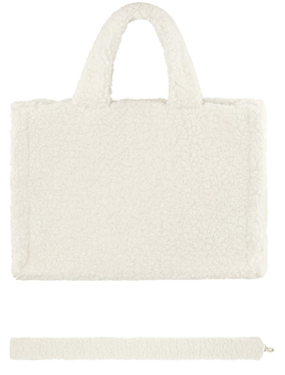 Fluffy teddy tas - wit