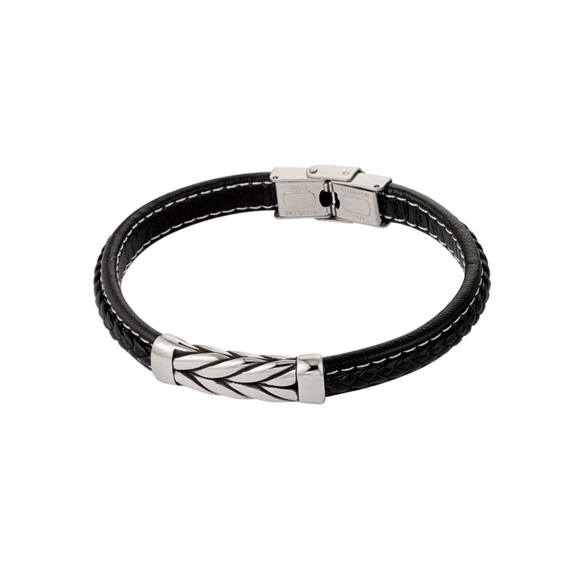 Mannen armband zilver gevlochten - zwart zilver