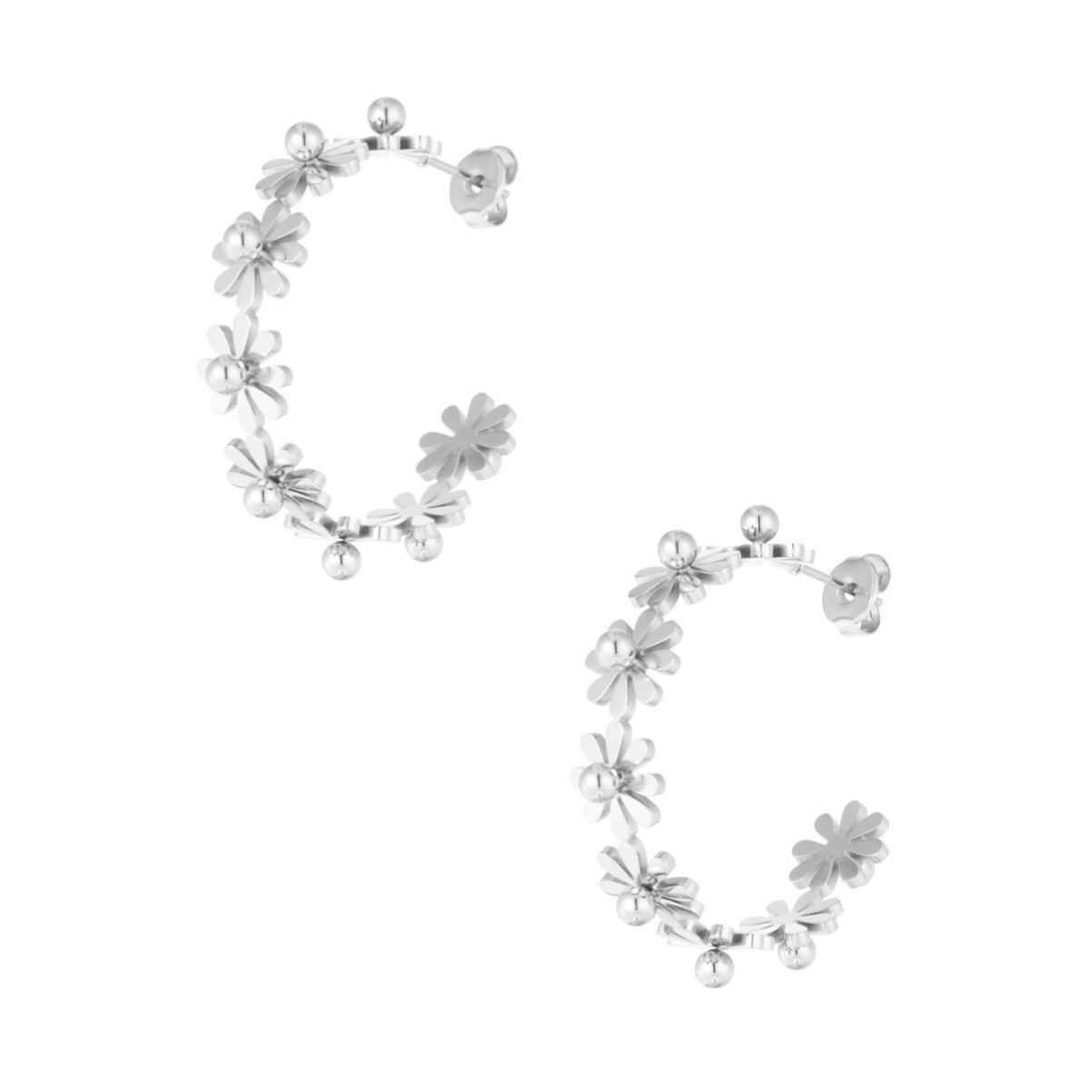 Oorbellen floral finesse - Zilver