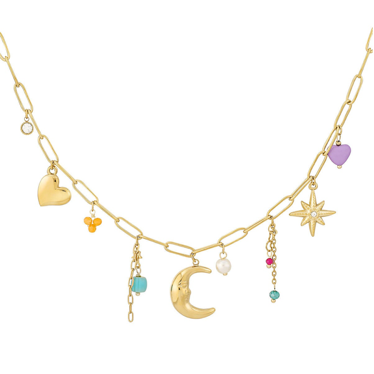 Love you to the moon and back ketting - Goud