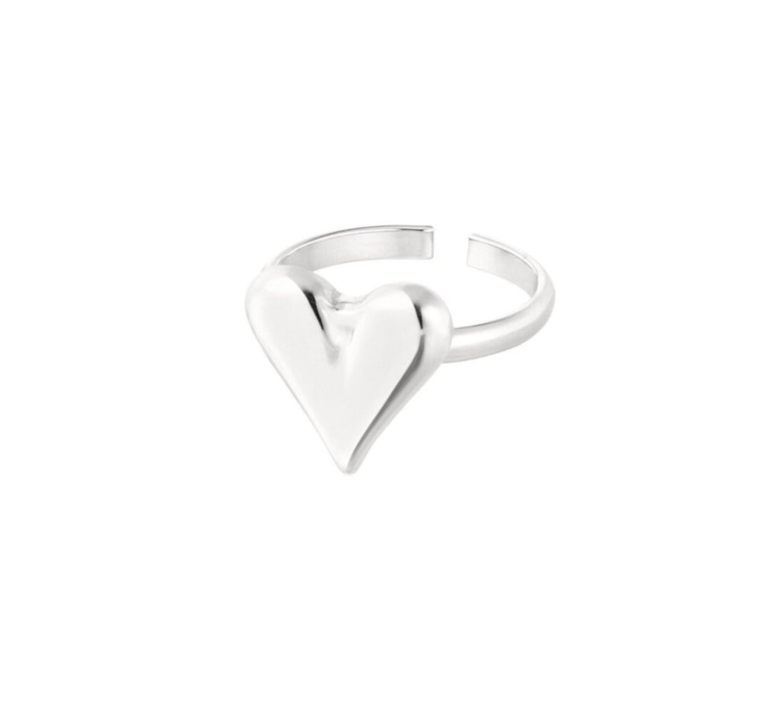 Classy hartjes ring - zilver