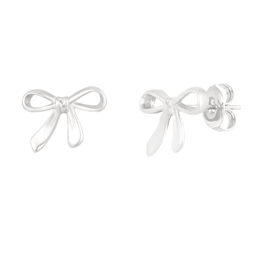 Oorbellen strikjes - zilver