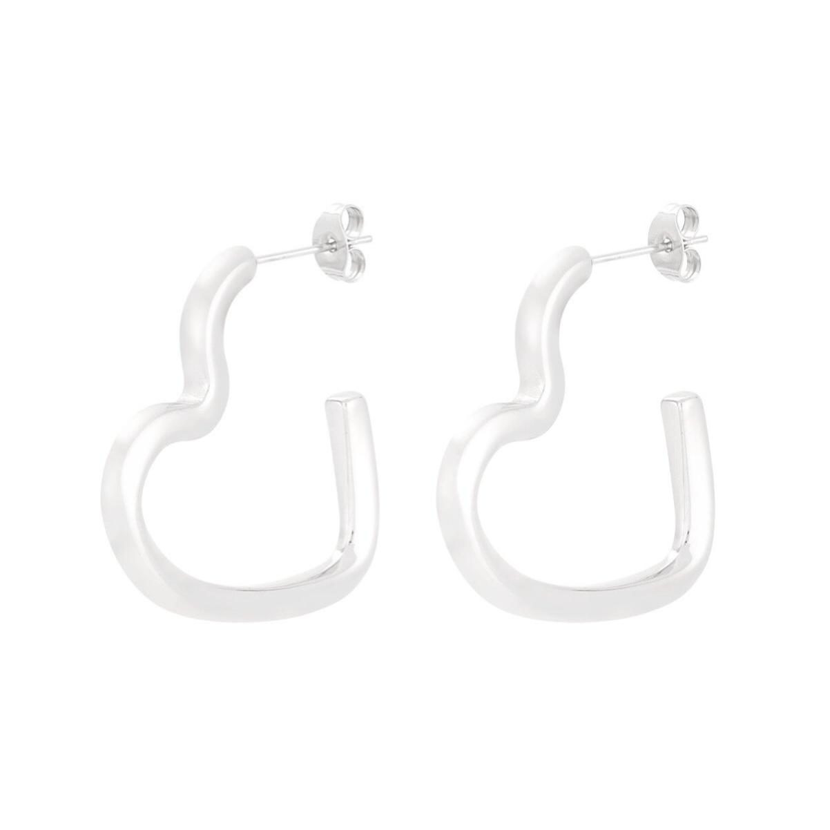 Open hart oorbellen - Zilver