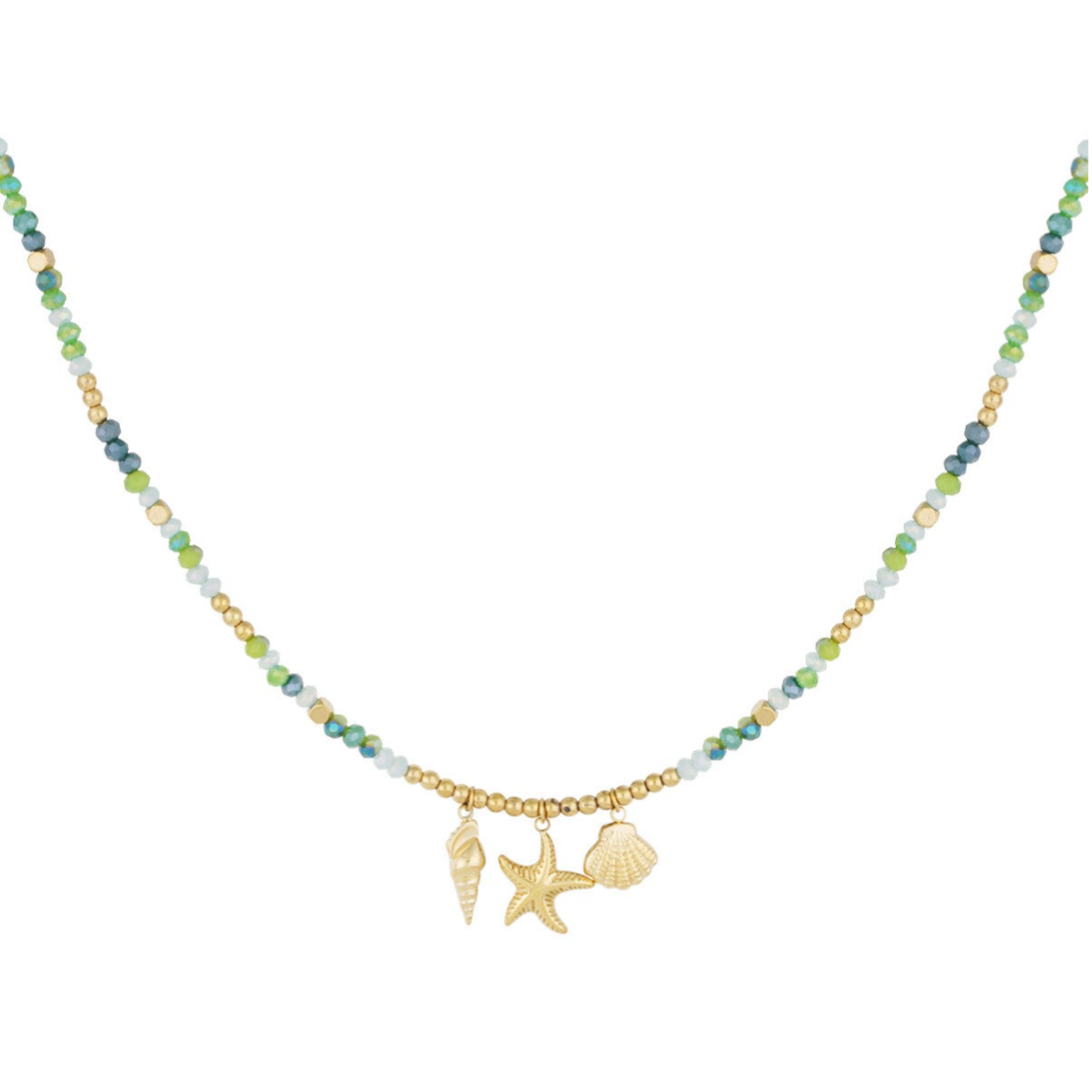 Shelll Dream Ketting - Groen en Goud