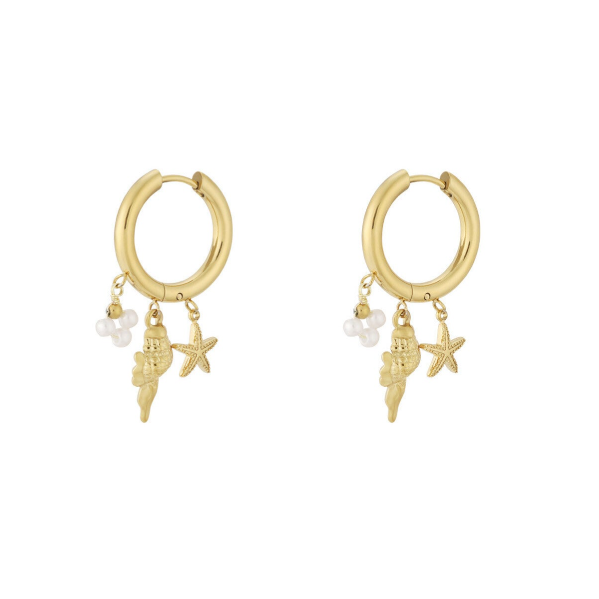 Sea life oorbellen - Goud
