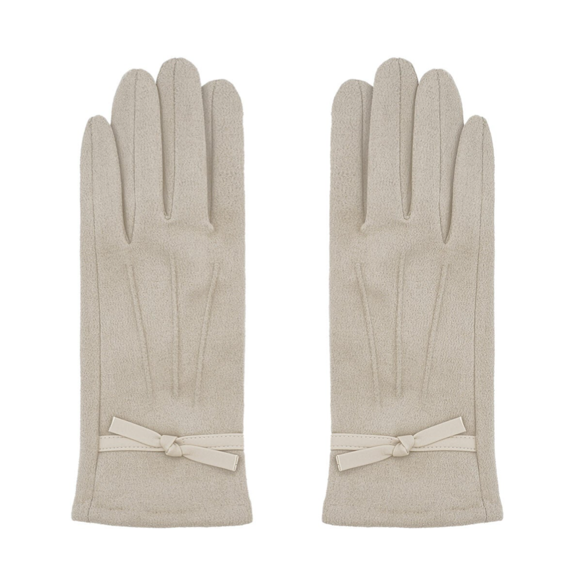 Chique handschoenen met mini strikje - beige