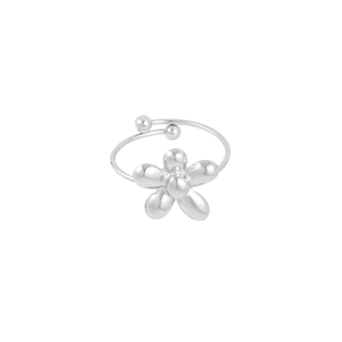 Ring puffy flower - Zilver