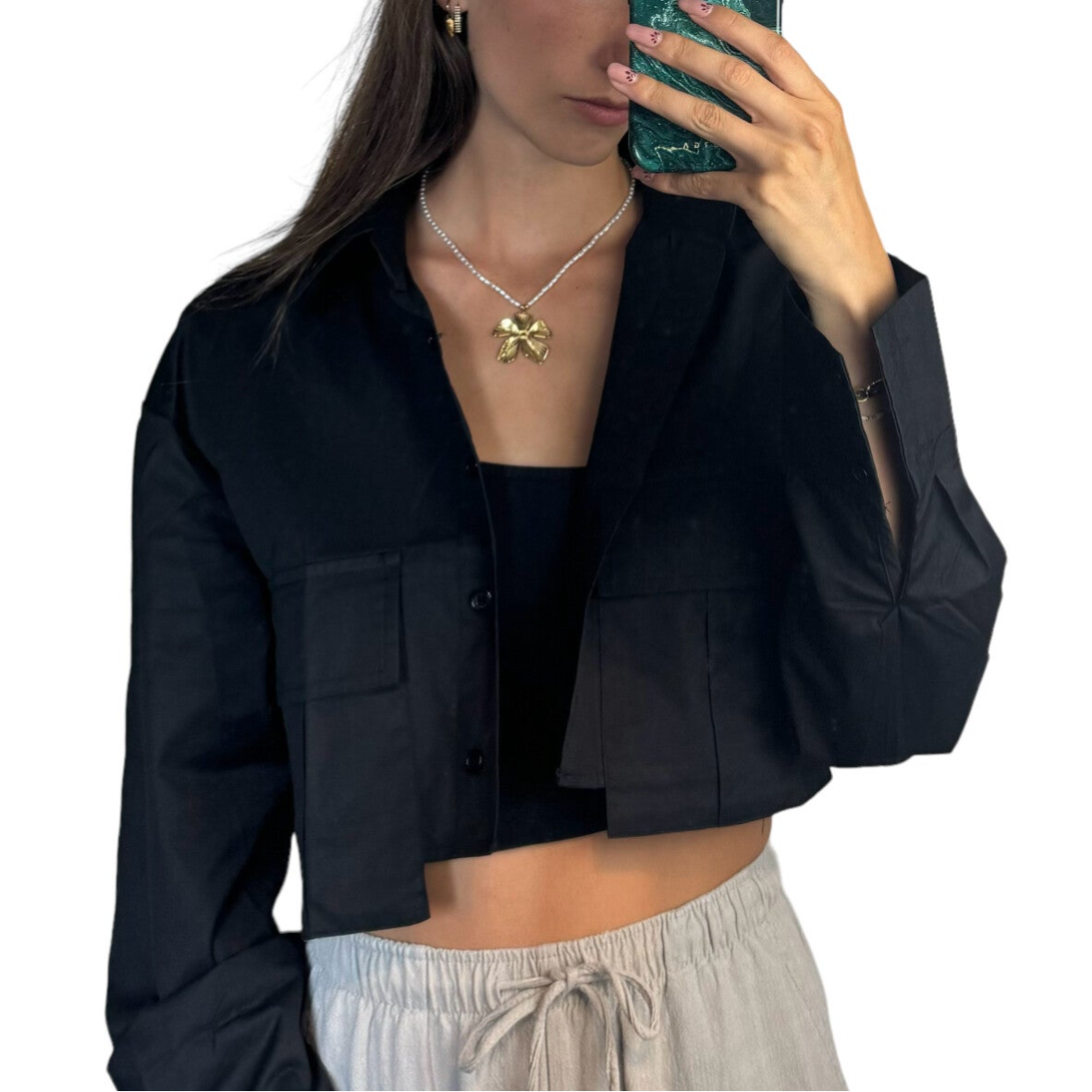 Cropped Blazer Zwart