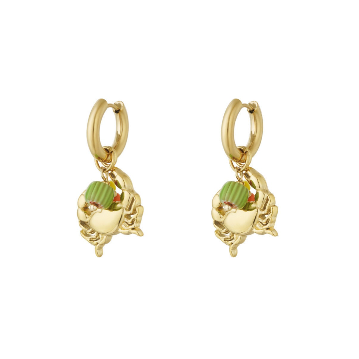 Crab oorbellen - Groen