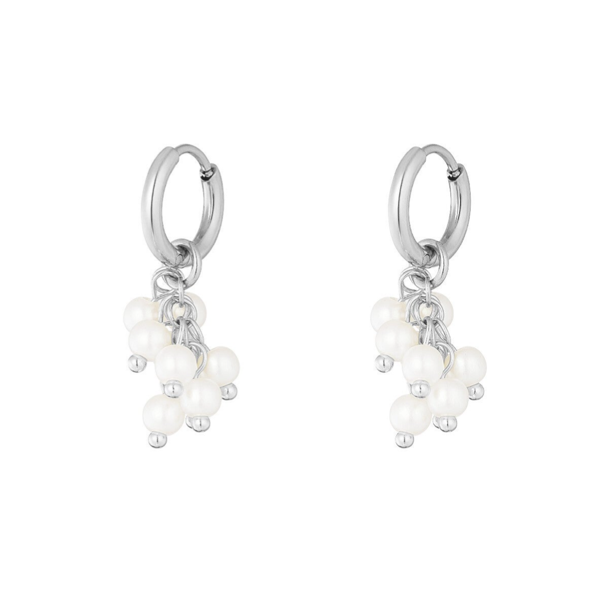 Oorbel met parelklos - Zilver