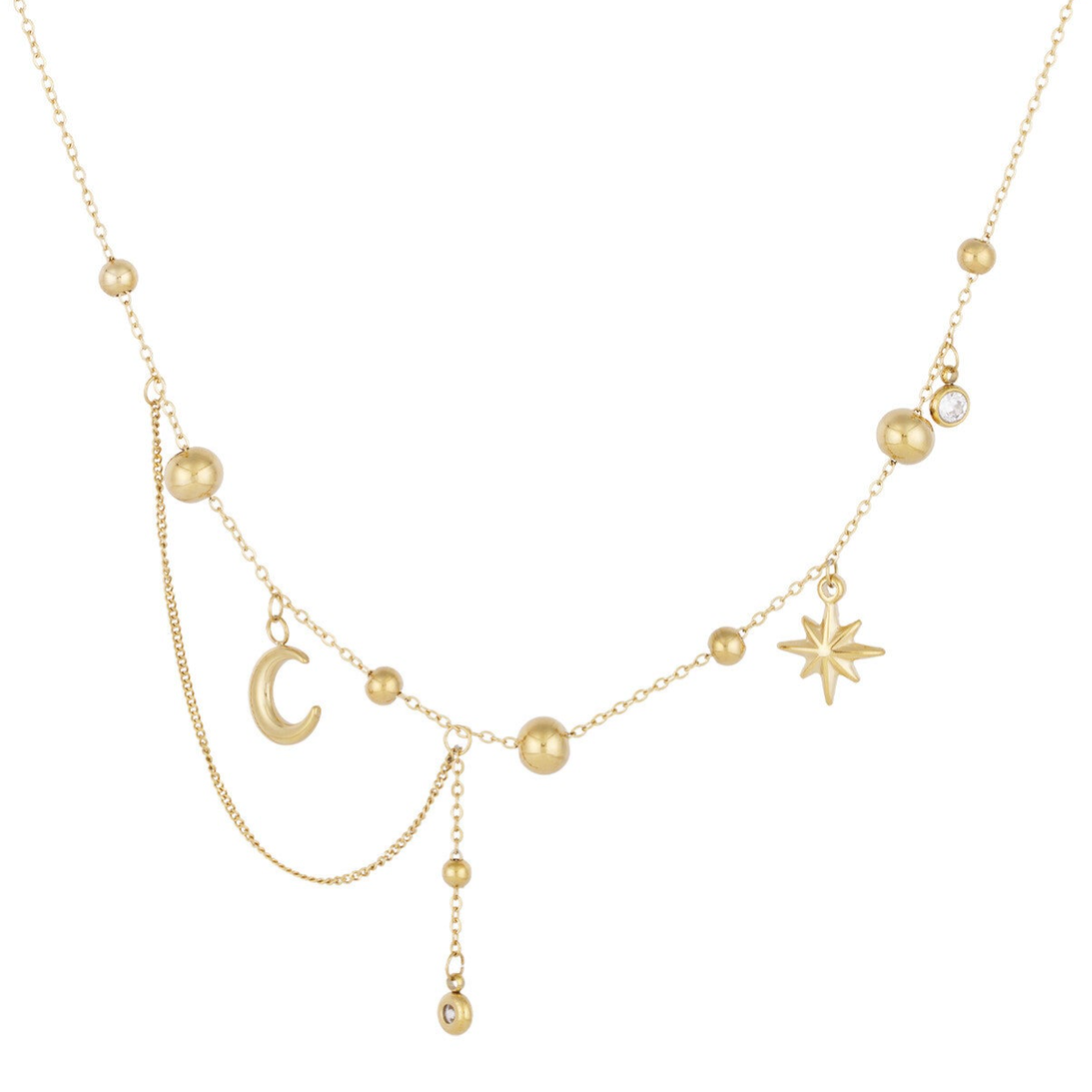 Trendy Moon ketting - Goud