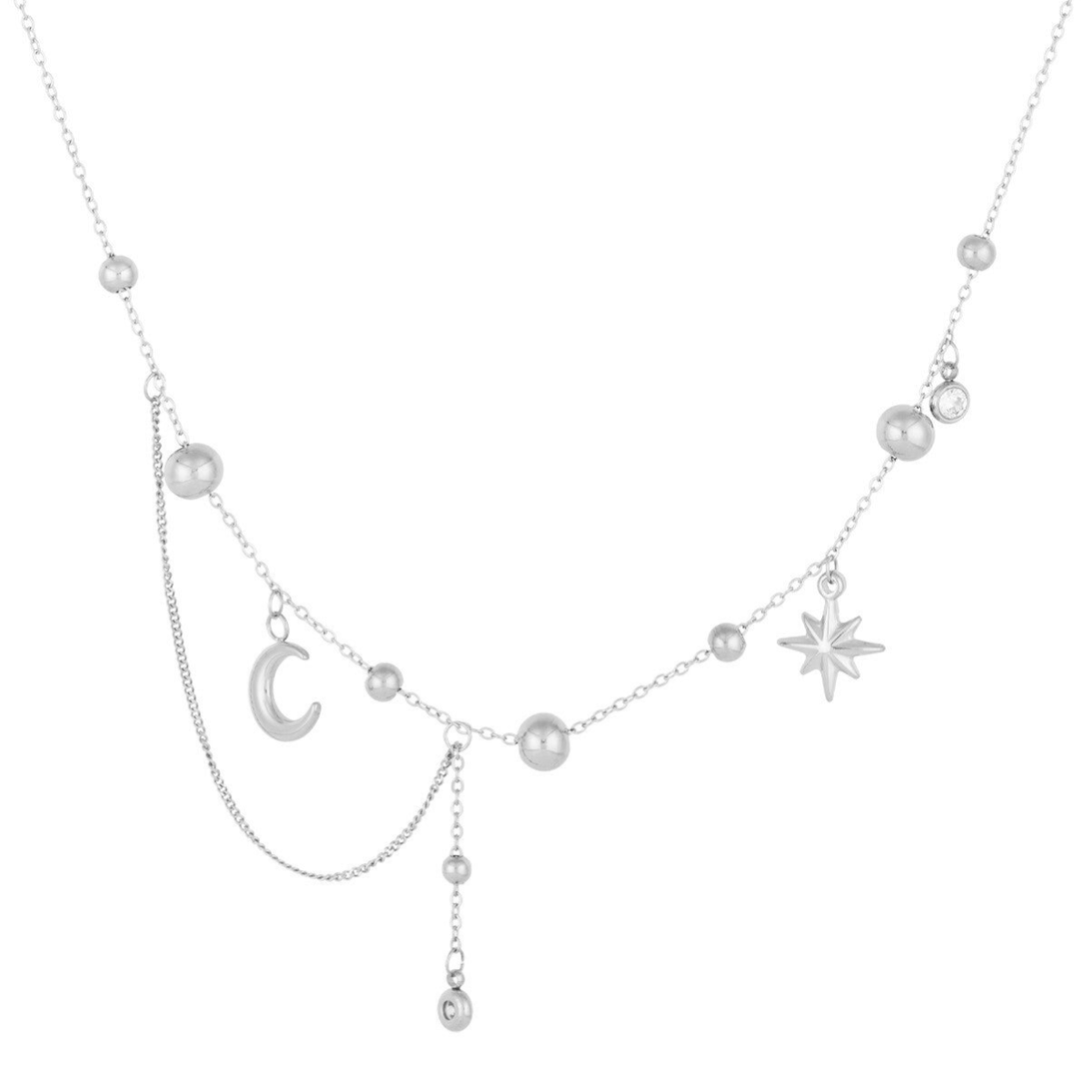 Trendy Moon ketting - Zilver