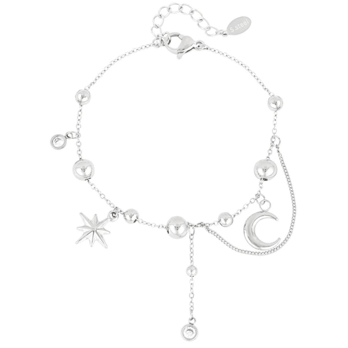 Trendy Moon armband - Zilver