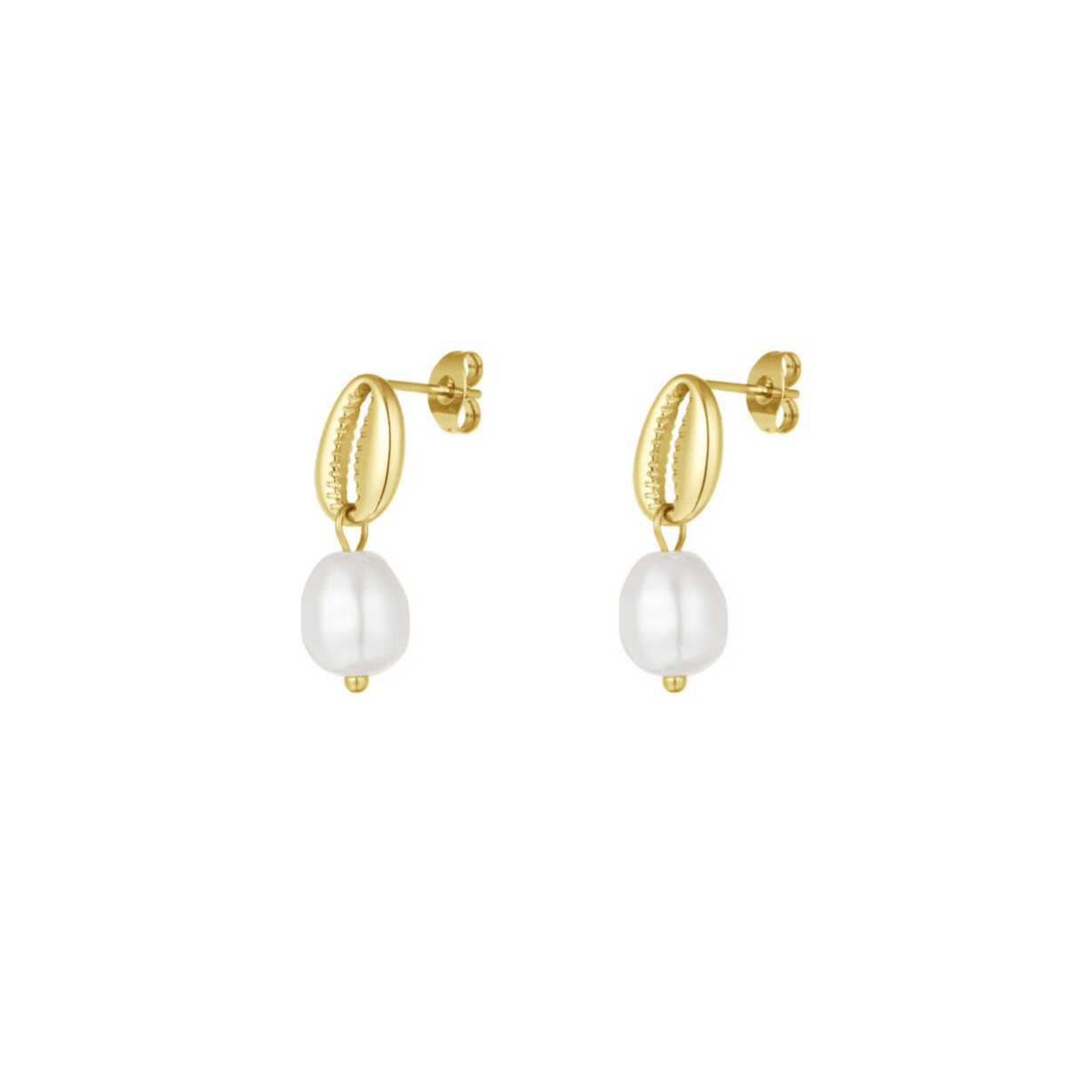 Oorbellen pearl shell - goud