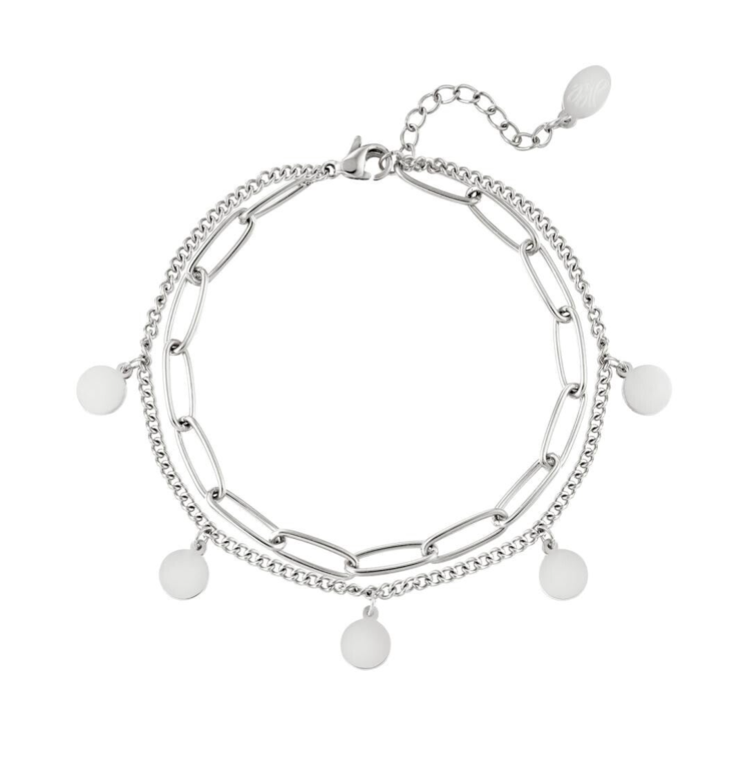 Dubbele armband cirkels zilver