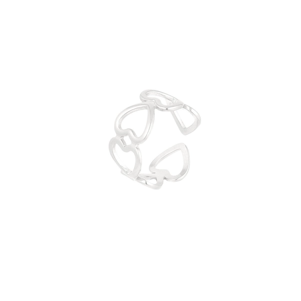 Open hartjes ring zilver