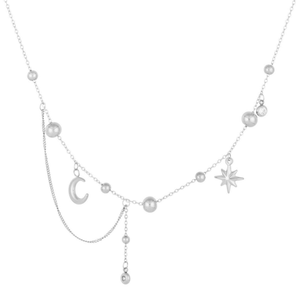Trendy Moon ketting - Zilver