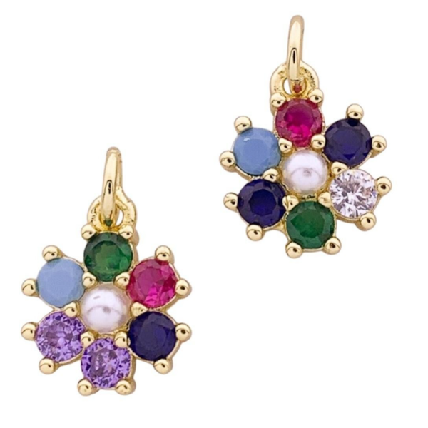 Bedel goud bloem met parels (per stuk)