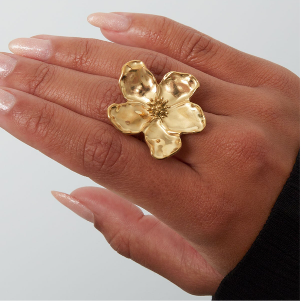 Ring grote bloem - goud