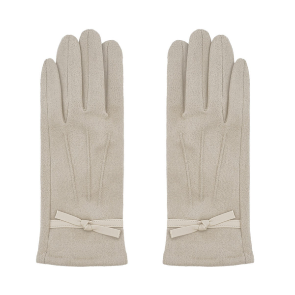 Chique handschoenen met mini strikje - beige
